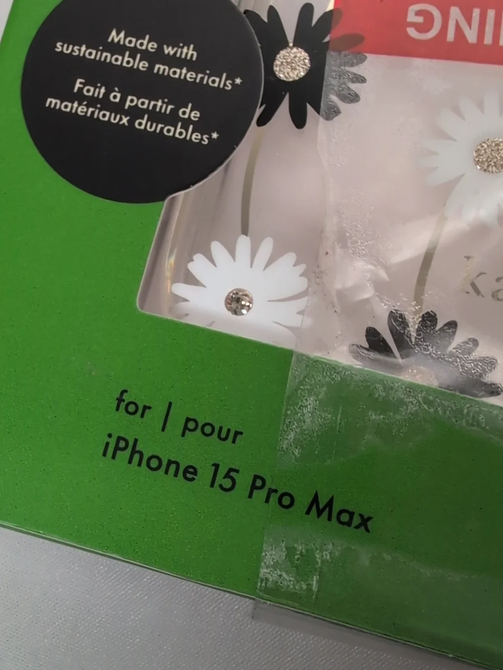 Kate Spade iPhone 15 Pro Max Phone Case Clear with Black & White Daisies